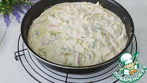 Заливной пирог с пекинской капустой и ветчиной – кулинарный рецепт