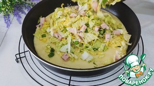 Заливной пирог с пекинской капустой и ветчиной – кулинарный рецепт