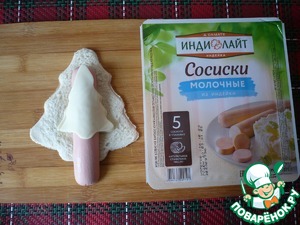 Бутерброд с сосиской "Ёлочка" – кулинарный рецепт